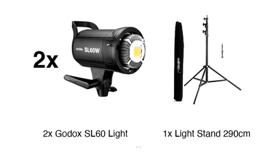 2x SL60W Light LED + Softbox 120cm + 2x Light Stands